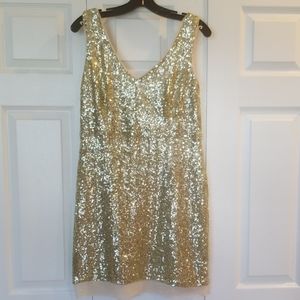 Bisou Bisou gold sequin mini dress